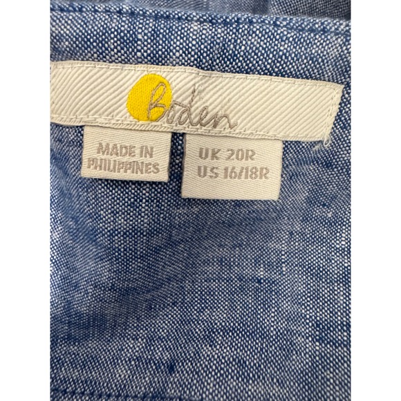 Boden Verity Linen Midi Skirt-Grey Blue Chambray Pleated Pockets 16/18 - Picture 4 of 4